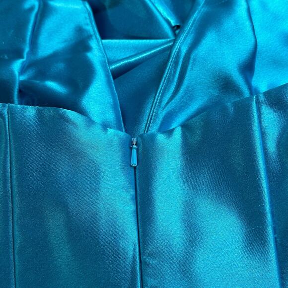 Vintage Jessica McClintock Gunne Sax Dress 5 6 Blue Halter Satin Maxi Y2K Formal - Picture 7 of 10